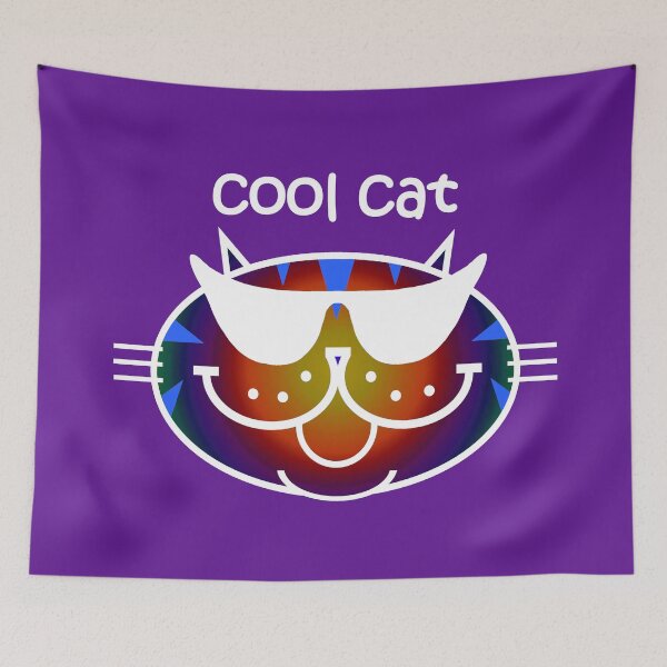Item preview, Cool Cat 2 - Groovy Rainbow Tabby White Outline designed and sold by RawSunArt.