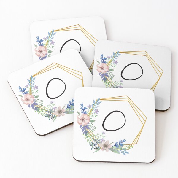 Item preview, Floral monogram with golden frame letter O designed and sold by JustSeasons.