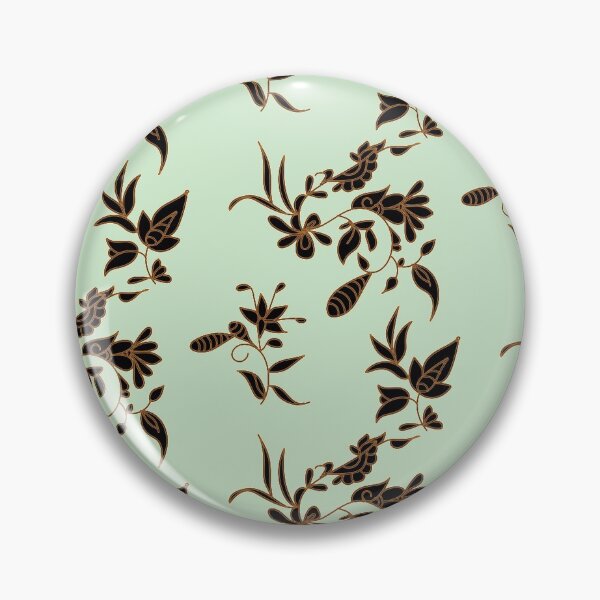 Item preview, Black N Brown batik Floral - Pale Mint designed and sold by BumbleChynxBee.