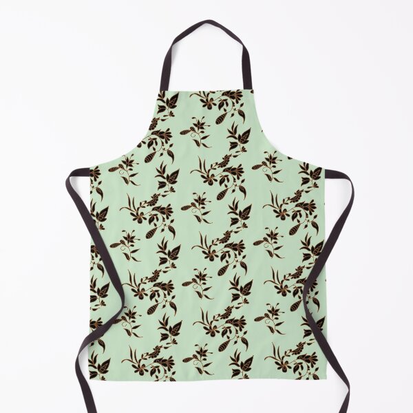 Item preview, Black N Brown batik Floral - Pale Mint designed and sold by BumbleChynxBee.