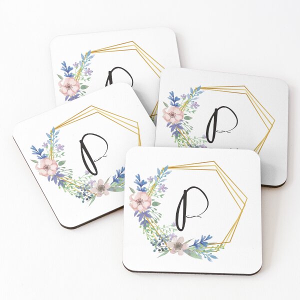 Item preview, Floral monogram with golden frame letter P designed and sold by JustSeasons.