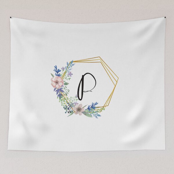 Item preview, Floral monogram with golden frame letter P designed and sold by JustSeasons.