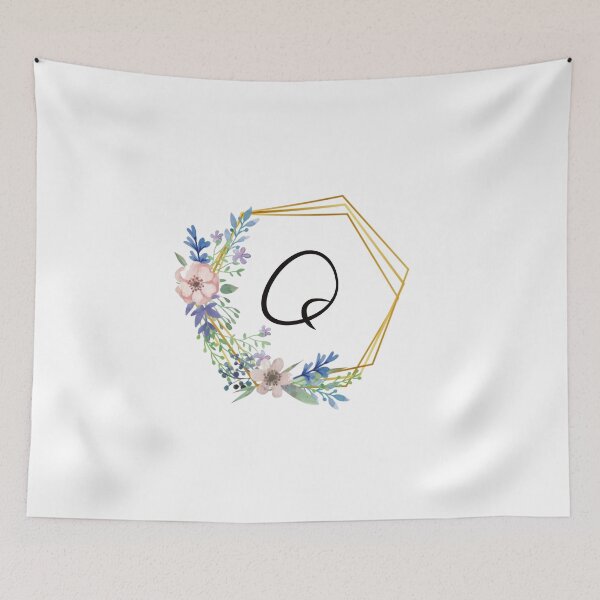 Item preview, Floral monogram with golden frame letter Q designed and sold by JustSeasons.