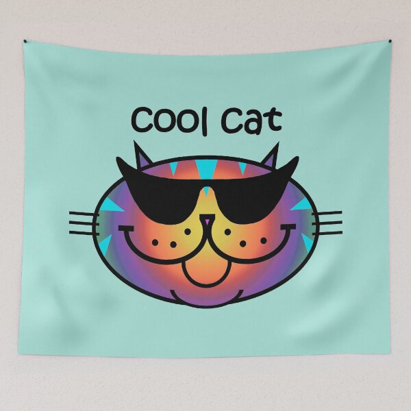 Item preview, Cool Cat 2 - Groovy Rainbow Tabby designed and sold by RawSunArt.