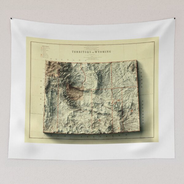 Item preview, 1879 Wyoming Relief Map 3D digitally-rendered designed and sold by ThinkAboutMaps.