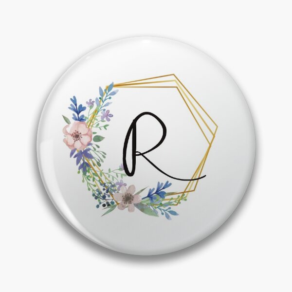 Item preview, Floral monogram with golden frame letter R designed and sold by JustSeasons.