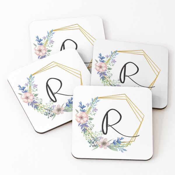 Item preview, Floral monogram with golden frame letter R designed and sold by JustSeasons.