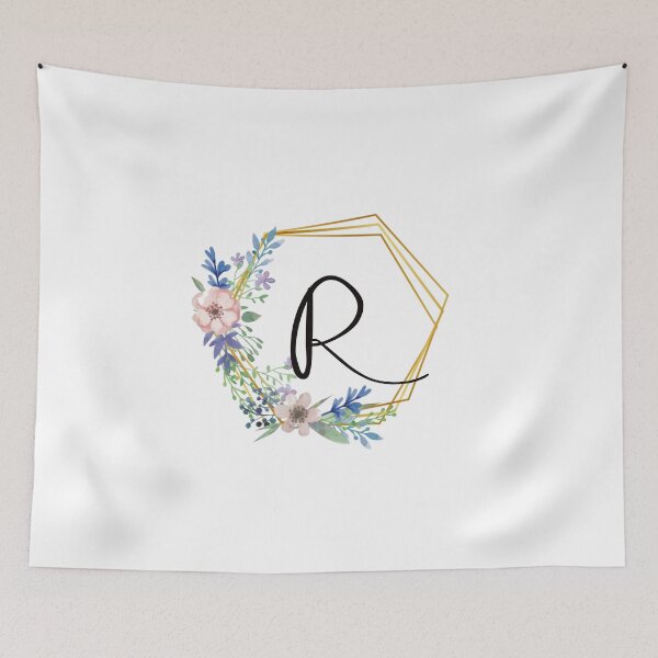 Item preview, Floral monogram with golden frame letter R designed and sold by JustSeasons.