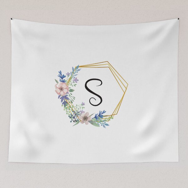 Item preview, Floral monogram with golden frame letter S designed and sold by JustSeasons.