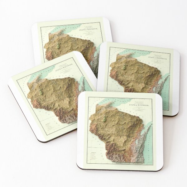 Item preview, 1886 Wisconsin Relief Map 3D digitally-rendered designed and sold by ThinkAboutMaps.