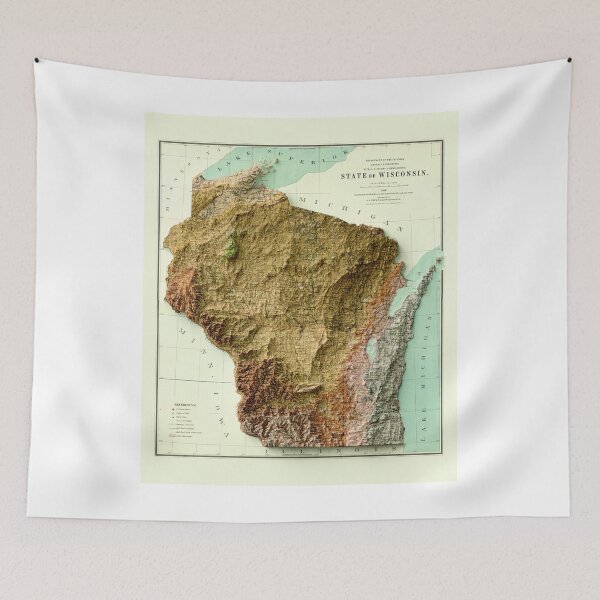 Item preview, 1886 Wisconsin Relief Map 3D digitally-rendered designed and sold by ThinkAboutMaps.