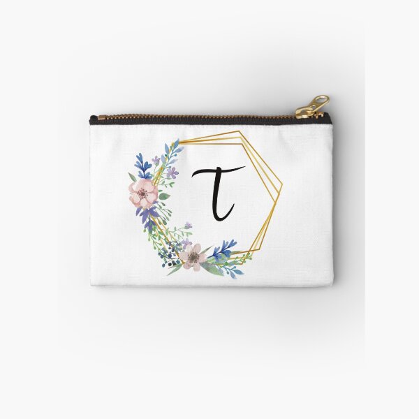 Item preview, Floral monogram with golden frame letter T designed and sold by JustSeasons.
