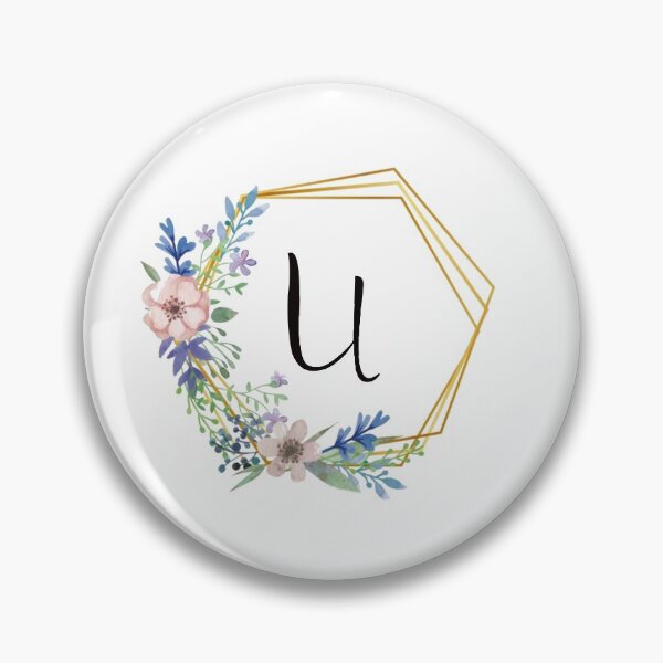 Item preview, Floral monogram with golden frame letter U designed and sold by JustSeasons.
