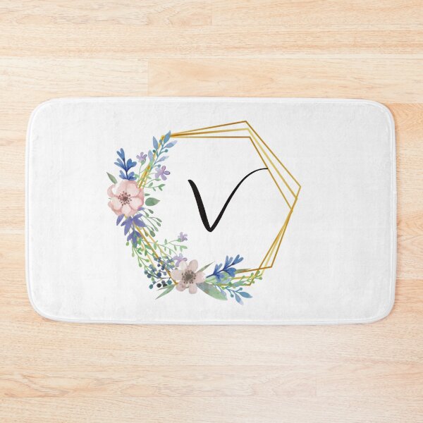 Item preview, Floral monogram with golden frame letter V designed and sold by JustSeasons.