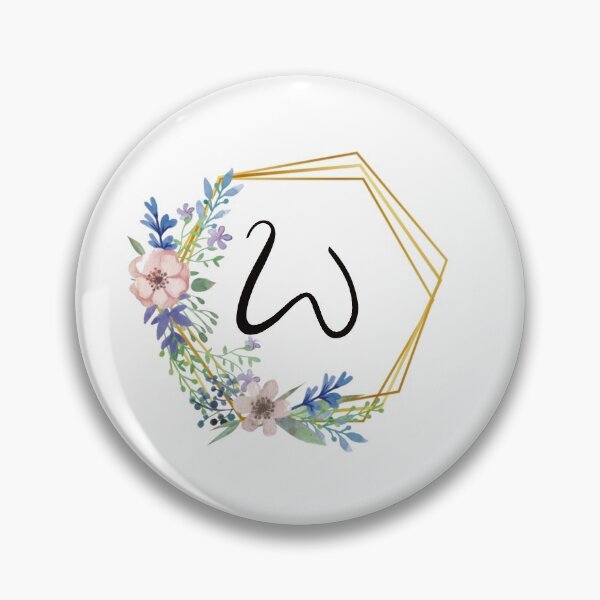 Item preview, Floral monogram with golden frame letter W designed and sold by JustSeasons.