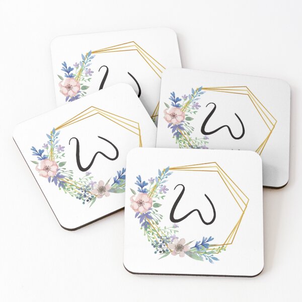 Item preview, Floral monogram with golden frame letter W designed and sold by JustSeasons.