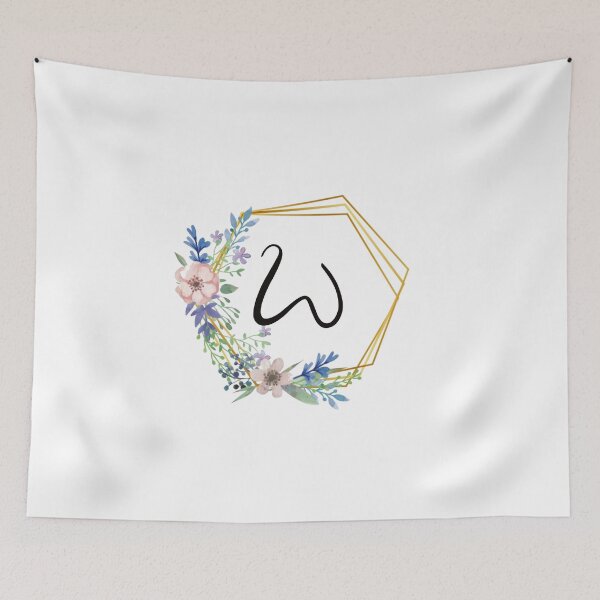 Item preview, Floral monogram with golden frame letter W designed and sold by JustSeasons.
