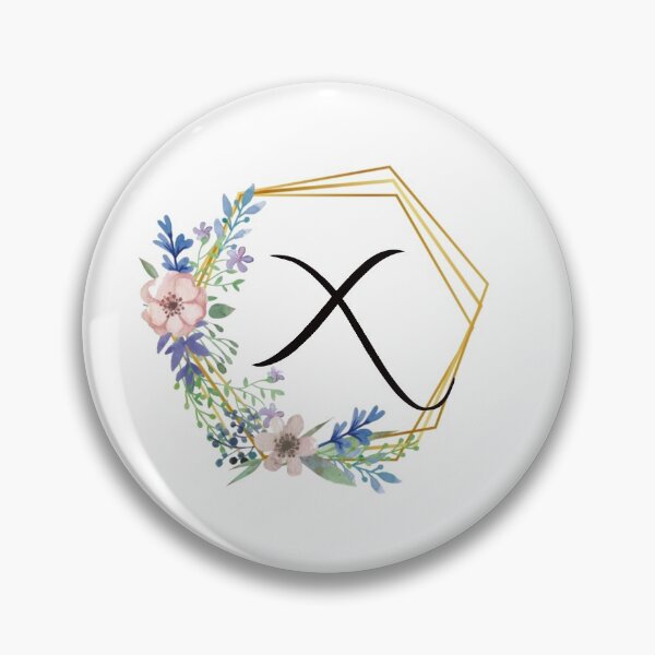 Item preview, Floral monogram with golden frame letter X designed and sold by JustSeasons.