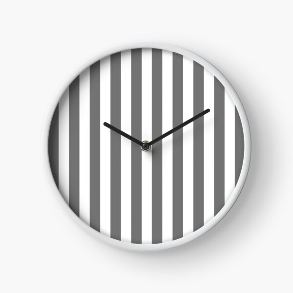 Vertical Stripes Gray and White Clock