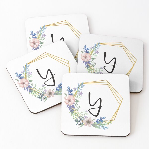 Item preview, Floral monogram with golden frame letter Y designed and sold by JustSeasons.