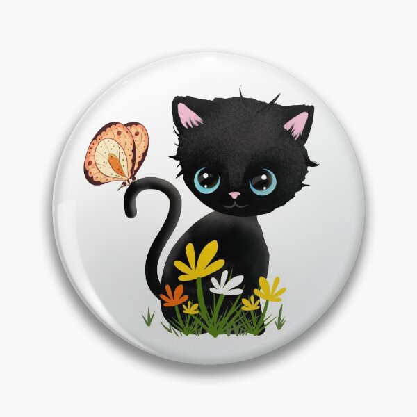 Aperçu de l'œuvre Papillon et fleurs de chat noir créée et vendue par fluffibee.
