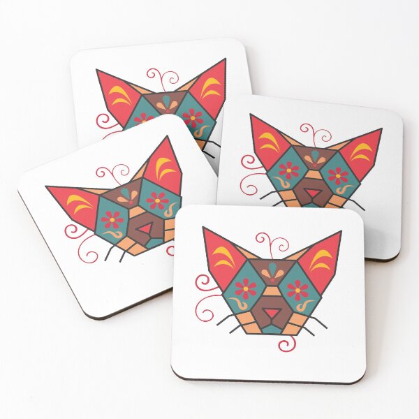 Artikelvorschau, Geometrischer Katzenkopfaufkleber entworfen und verkauft von kittycrafts.