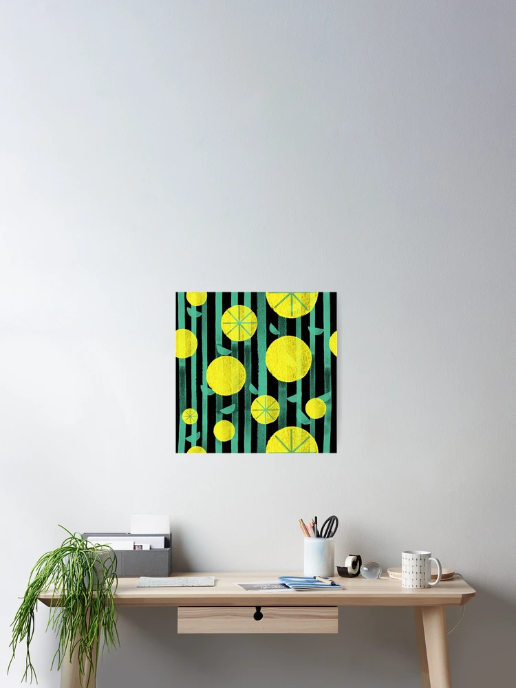 Thumbnail 2 of 3, Poster, Chic Spring Lemon Pattern designed and sold by RelatableTexts.