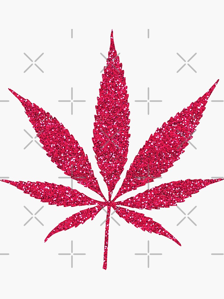 "Pink Glitter Cannabis Weed Leaf" Sticker by limitlezz Redbubble