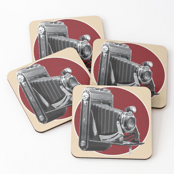 Item preview, Vintage Film Camera in Sepia on Red and Black Color Halftone designed and sold by GraffitiSoup.