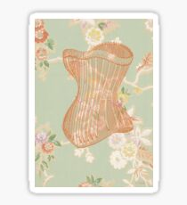Victorian Green Peach Floral Corset Sticker
