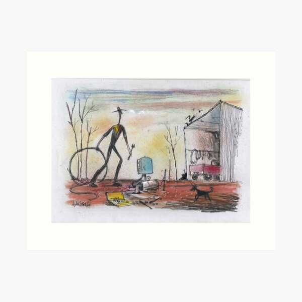 Item preview, Outback Australia painting by Al Benge, station life in the drought designed and sold by Al Benge.
