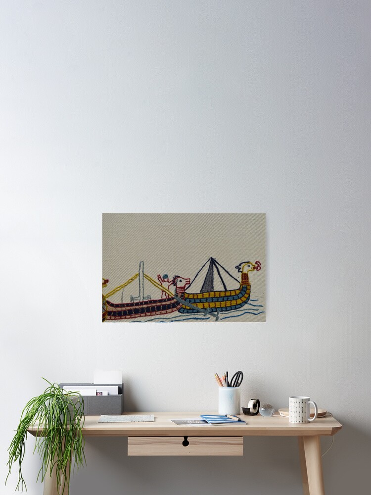 Thumbnail 1 of 3, Poster, Viking ships arriving designed and sold by SBTapestry.