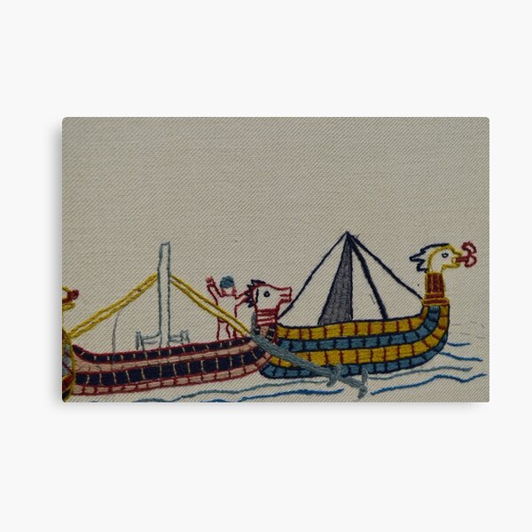 Viking ships arriving Canvas Print
