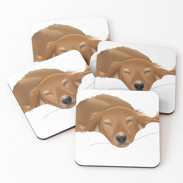 Item preview, Sleeping Brown Long-Hair Dachshund Puppy designed and sold by ElysianCreation.