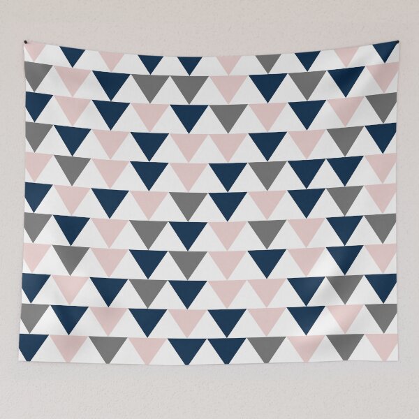 Item preview, Triangular Geometric Pattern in Navy Blue, Pale Pink, Grey, and White designed and sold by kierkegaard.