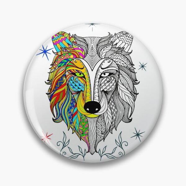 Item preview, Wolf black and color outline mandala designed and sold by TanitaSib.
