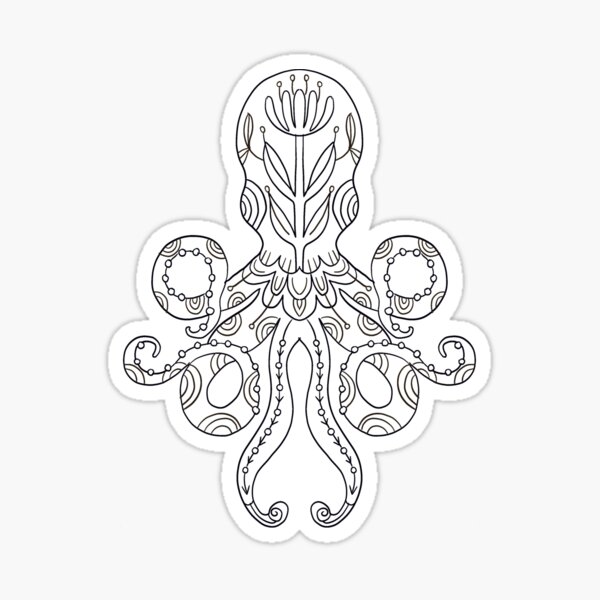 Octopus decorative line art illustration Sticker