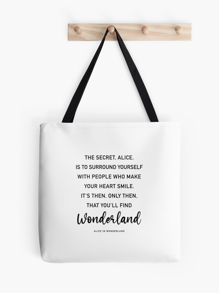 Alice in Wonderland Tote Bag by Quotes Literary Apparel