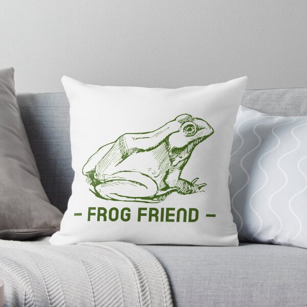 Frog Friend (Green On White) Throw Pillow