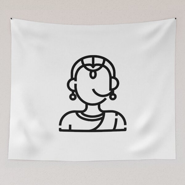 Item preview, Simplistic black icon of a Indian woman ewearing traditional dress and jewellery  designed and sold by FCEalin.