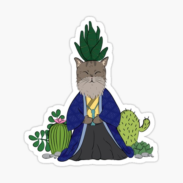 Zen cats - Succulent - Blue Sticker