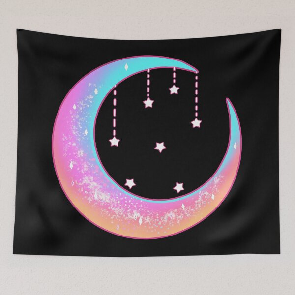 Item preview, Pastel Rainbow Crescent Moon with stars designed and sold by GirlClanCo.