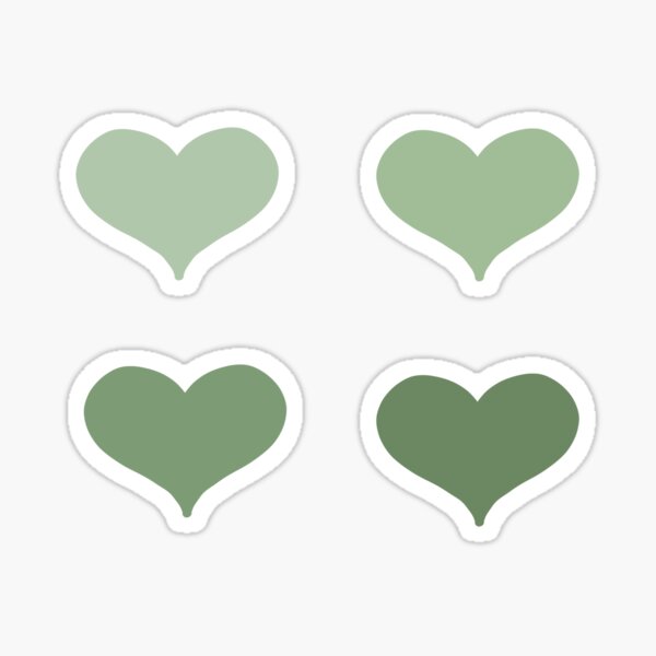 Multi Colored Hand-drawn Heart Stickers Red, Brown, Sage Green, Purple  Heart 