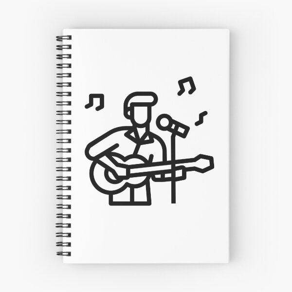 Item preview, A black simplistic icon of a male singer playing ukulele or a guitar in front of a mic and singing a song designed and sold by FCEalin.