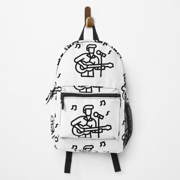 Item preview, A black simplistic icon of a male singer playing ukulele or a guitar in front of a mic and singing a song designed and sold by FCEalin.