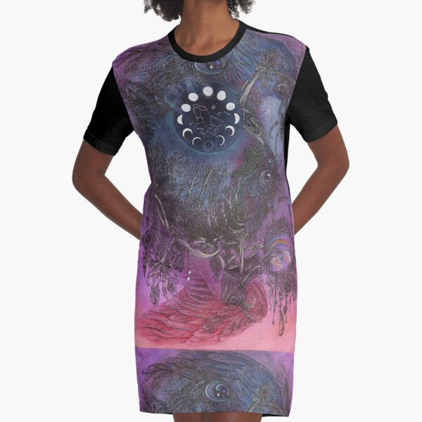 Night Bird Graphic T-Shirt Dress
