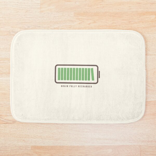 Brain Fully Recharged with Books (Latte Edition) Bath Mat