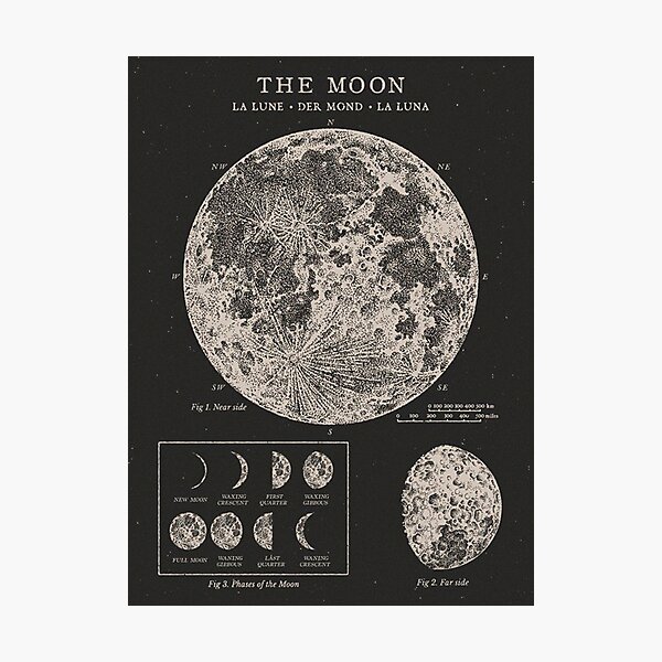 Moon Phases Vintage Poster Photographic Print