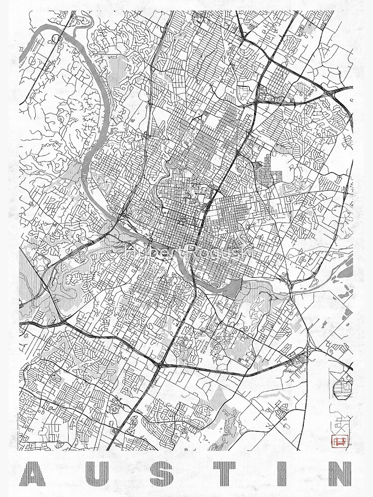 Austin Map Line by HubertRoguski