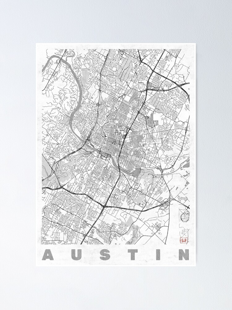 Alternate view of Austin Map Line Poster